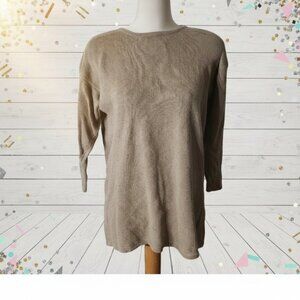 90s razzle Dazzle 100 raw Silk Knit Sweater Top M/M Beige Neutral Long Sleeve